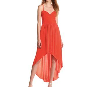 BCBGMAXAZRIA Annamae Bustier Red Orange Hi-Low Dress, Size XS